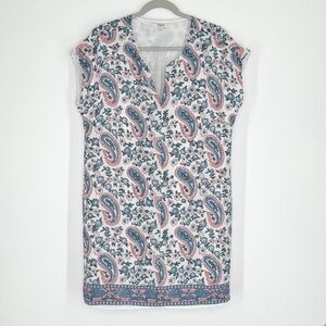 Madewell 100% Silk V-Neck Paisley Floral Cap Sleeve Dress Woman's Size Large